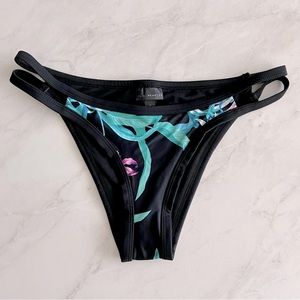 PacSun LA Hearts Floral Tropical Black Bikini Bottom | Size S